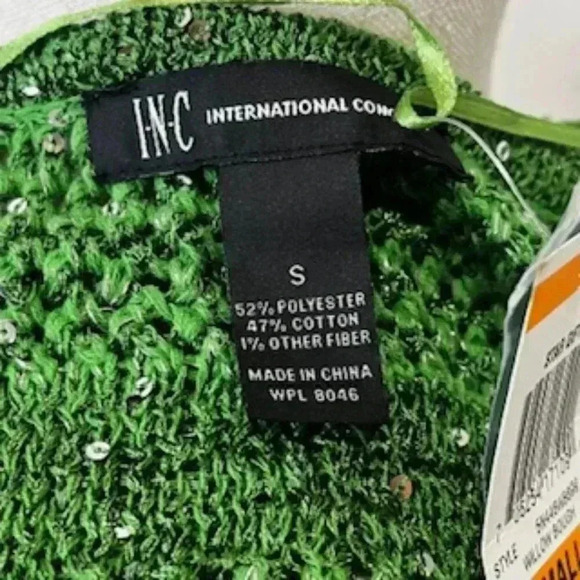 NEW Inc International Green Knit Long Sleeve Sequined Top Women’s Small NWT - Picture 9 of 13